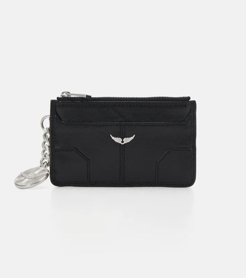 Tarjetero Zadig cuero negro con strass